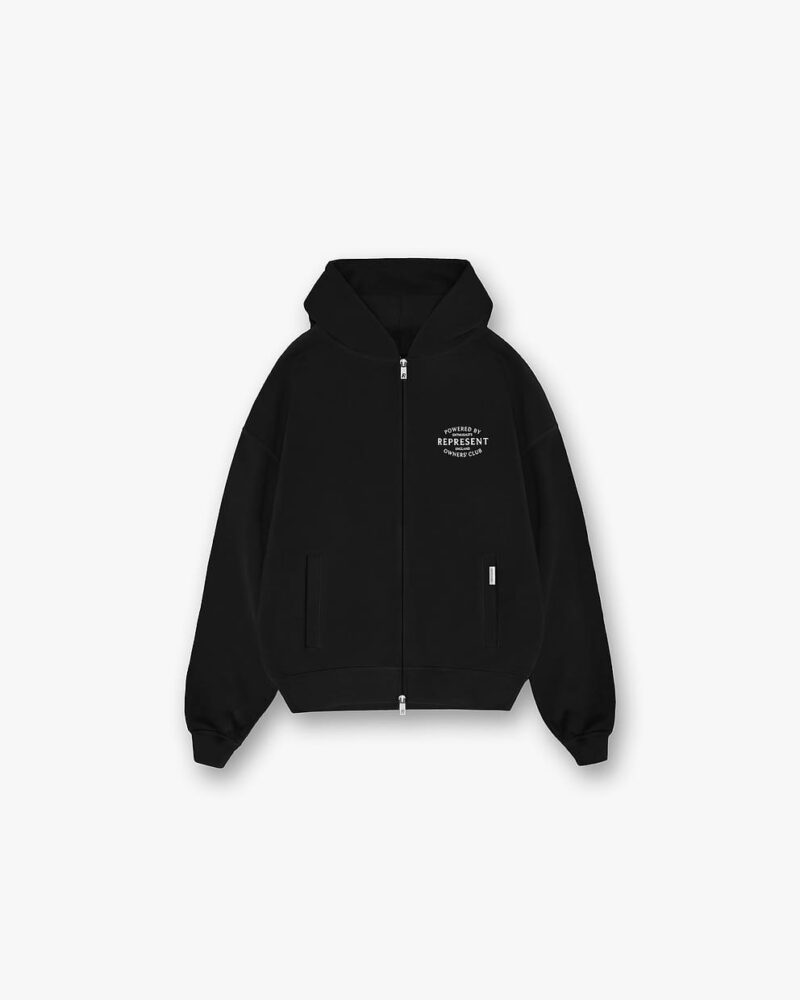 BLACK REPRESENT OWNERS CLUB STAMP ZIP UP HOODIE