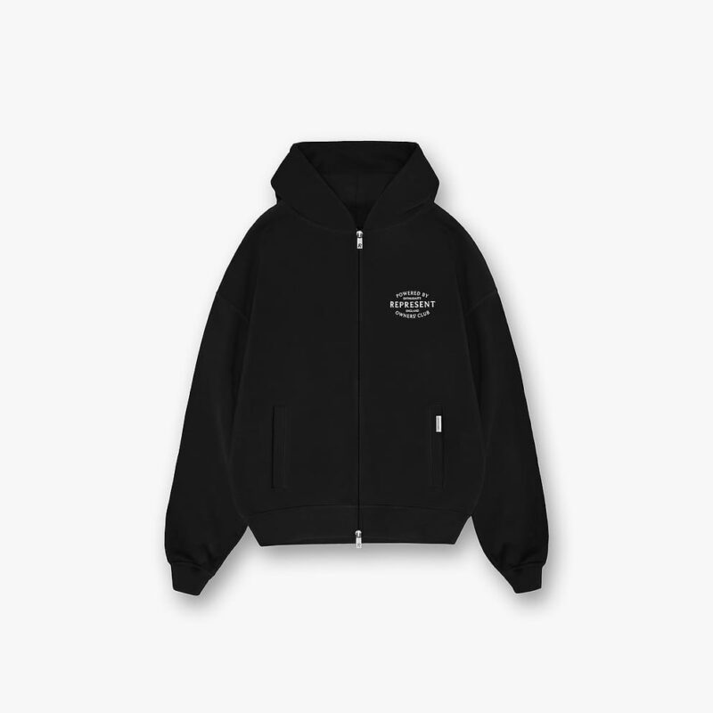 BLACK REPRESENT OWNERS CLUB STAMP ZIP UP HOODIE