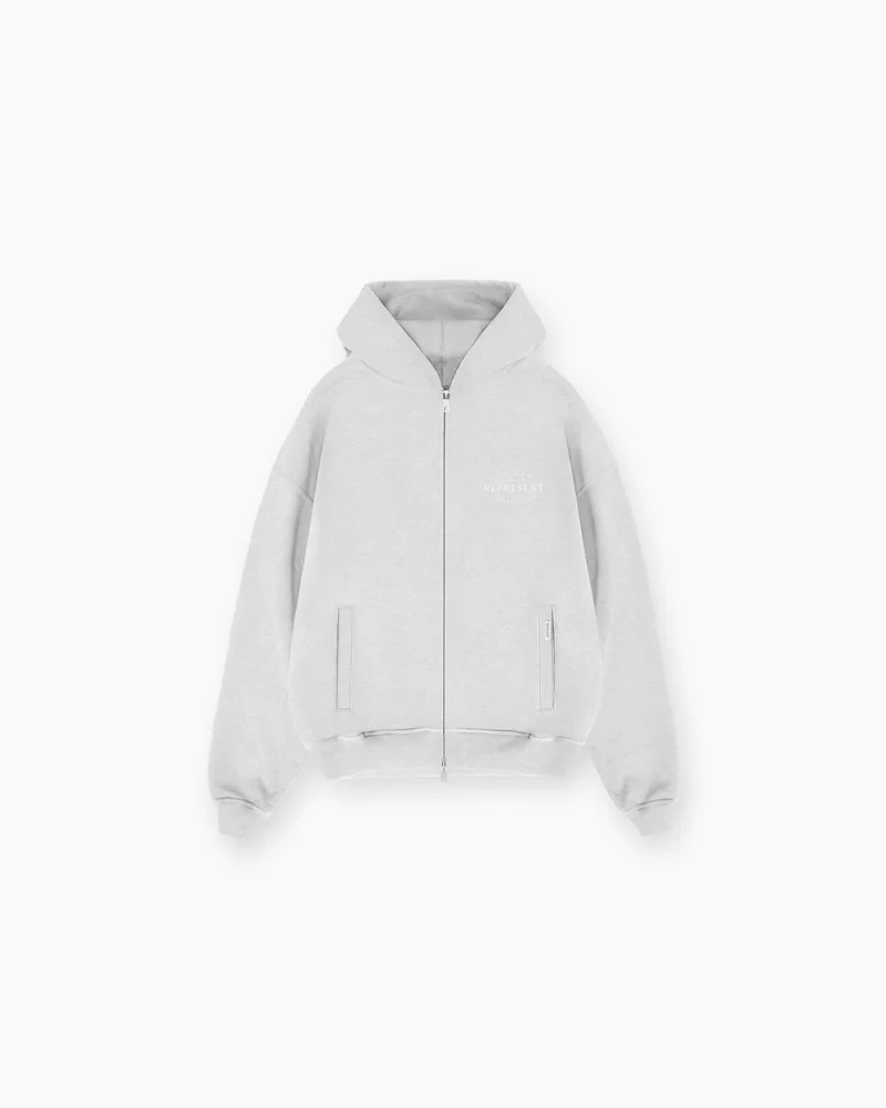 GREY REPRESENT OWNERS CLUB STAMP ZIP UP HOODIE