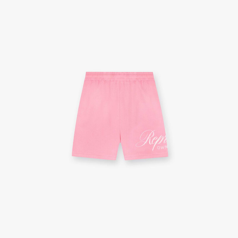 PINK REPRESENT OWNERS CLUB SCRIPT MESH SHORTS