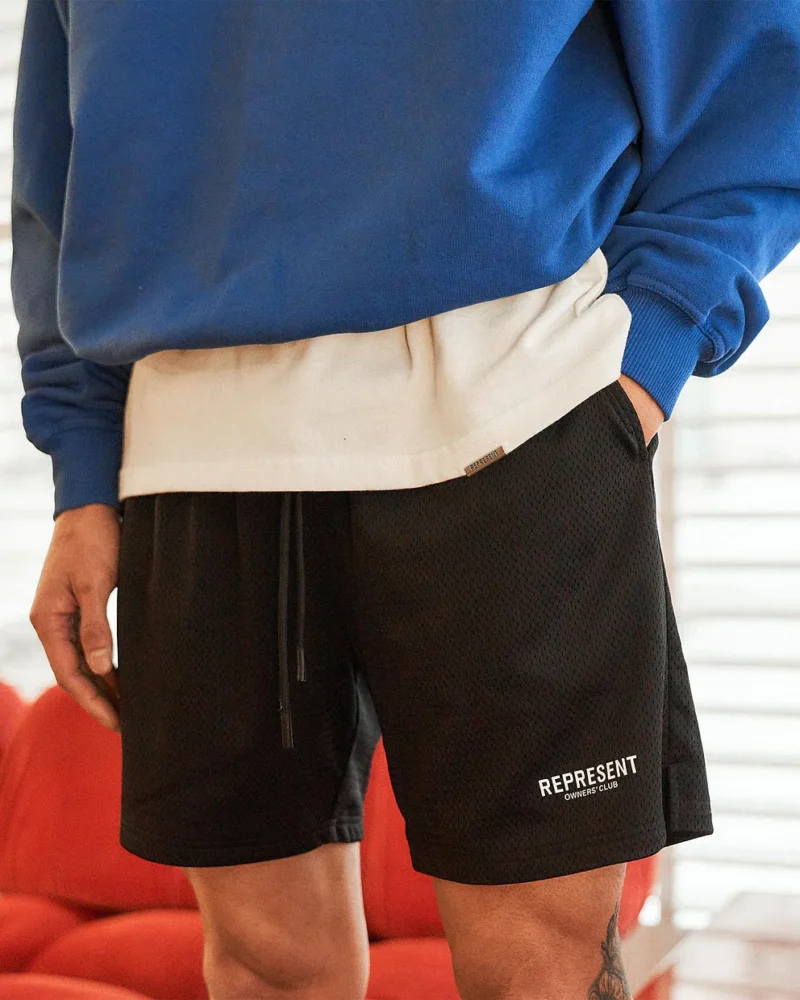 REPRESENT OWNERS CLUB MESH BLACK SHORTS