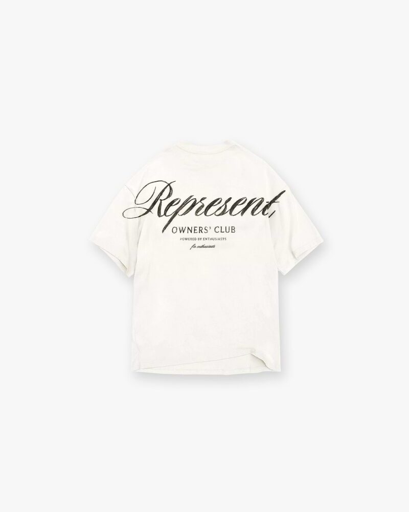 WHITE REPRESENT OWNERS CLUB SCRIPT T-SHIRT