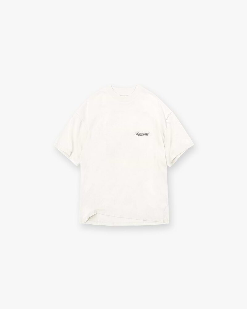 WHITE REPRESENT OWNERS CLUB SCRIPT T-SHIRT